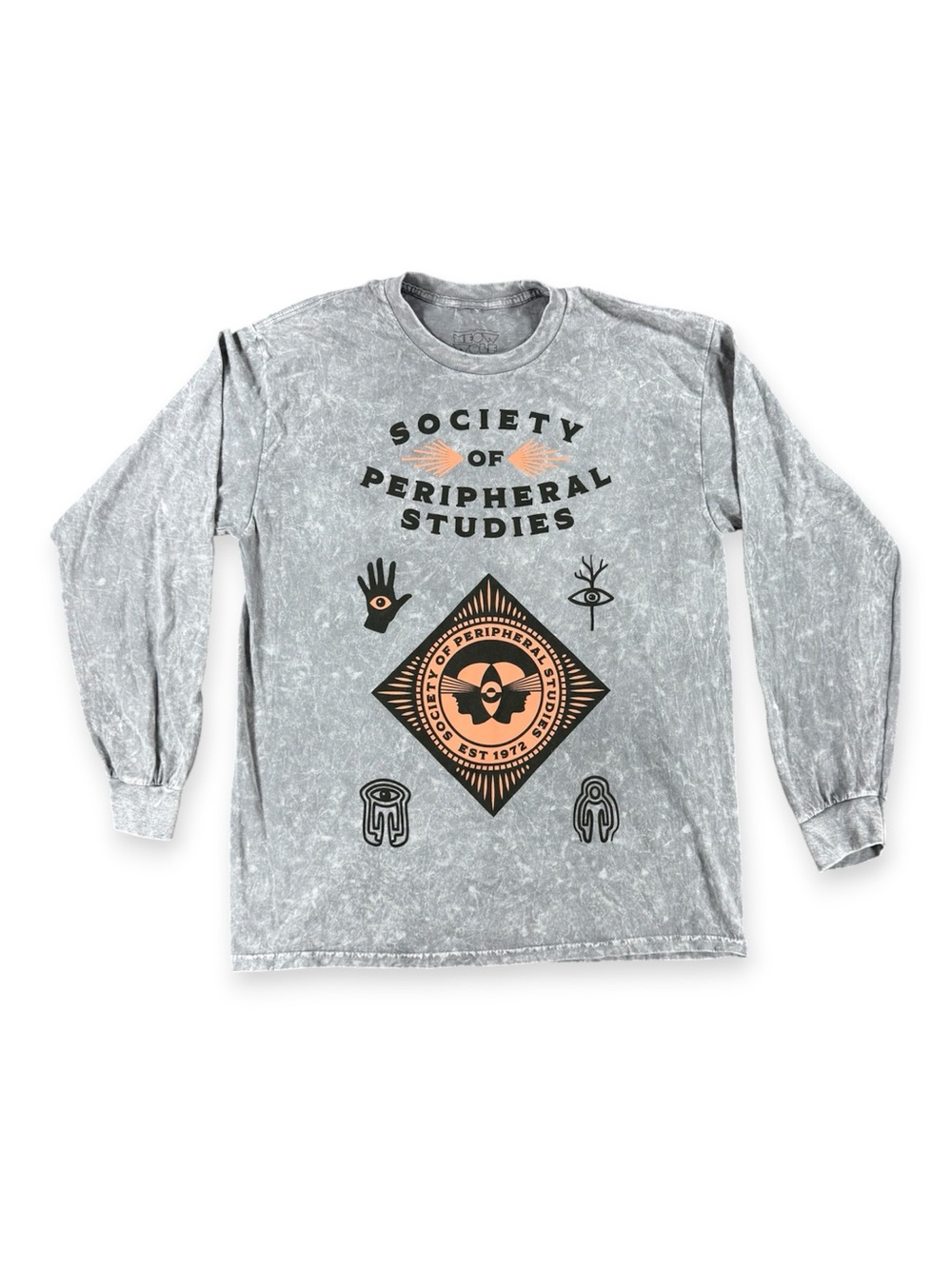 Meow Wolf Society of Peripheral Studies Graphic Long Sleeve Tee - Gray & Peach